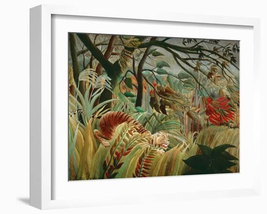 Orage tropique avec un tigre-Tiger in a tropical storm,1891. Canvas,129,8 x 161,9 cm NG 6421.-Henri Rousseau-Framed Giclee Print