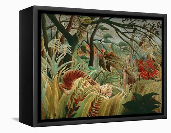 Orage tropique avec un tigre-Tiger in a tropical storm,1891. Canvas,129,8 x 161,9 cm NG 6421.-Henri Rousseau-Framed Premier Image Canvas