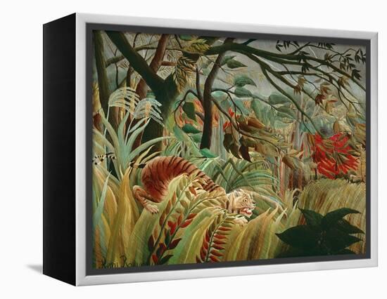 Orage tropique avec un tigre-Tiger in a tropical storm,1891. Canvas,129,8 x 161,9 cm NG 6421.-Henri Rousseau-Framed Premier Image Canvas