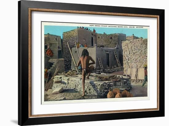 Oraibi, Arizona - Hopi Snake Priest Enters Snake Kiva-Lantern Press-Framed Art Print