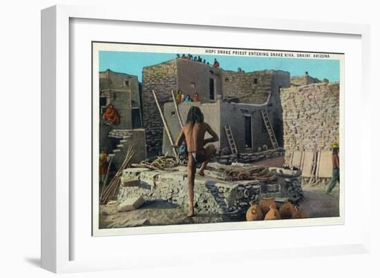 Oraibi, Arizona - Hopi Snake Priest Enters Snake Kiva-Lantern Press-Framed Art Print