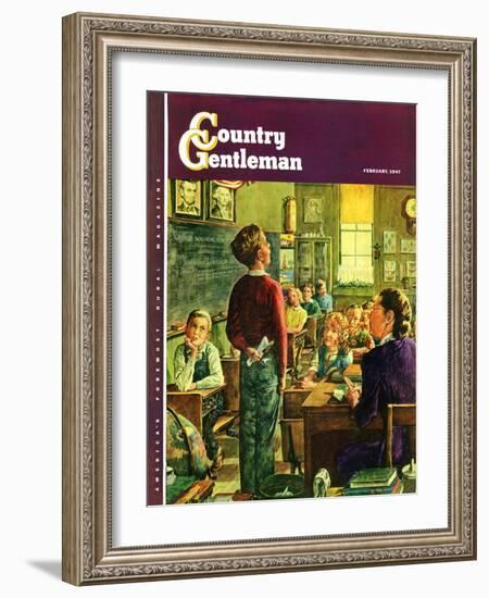 "Oral Report," Country Gentleman Cover, February 1, 1947-W.C. Griffith-Framed Giclee Print