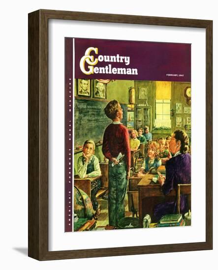 "Oral Report," Country Gentleman Cover, February 1, 1947-W.C. Griffith-Framed Giclee Print