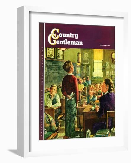 "Oral Report," Country Gentleman Cover, February 1, 1947-W.C. Griffith-Framed Giclee Print