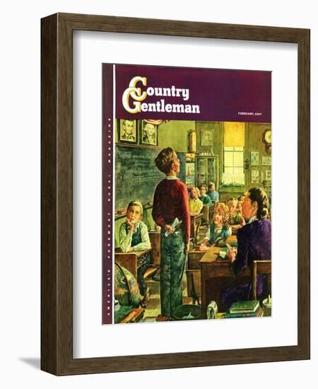 "Oral Report," Country Gentleman Cover, February 1, 1947-W.C. Griffith-Framed Giclee Print