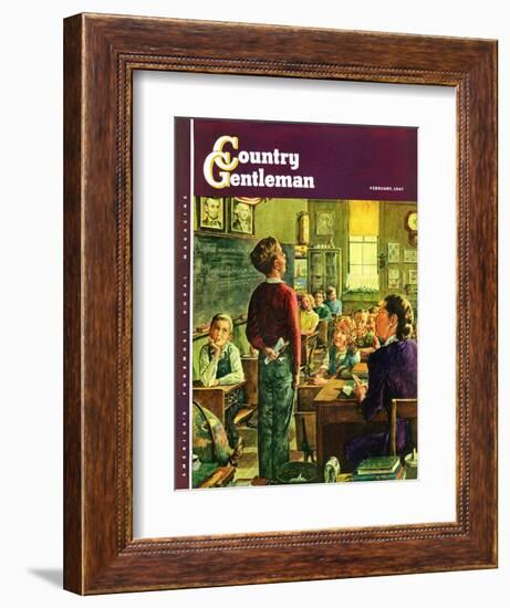 "Oral Report," Country Gentleman Cover, February 1, 1947-W.C. Griffith-Framed Giclee Print