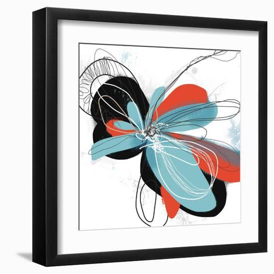 Orange and Blue Pop Petals-Jan Weiss-Framed Art Print