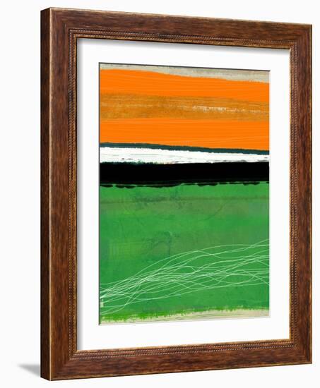 Orange and Green Abstract 1-NaxArt-Framed Art Print