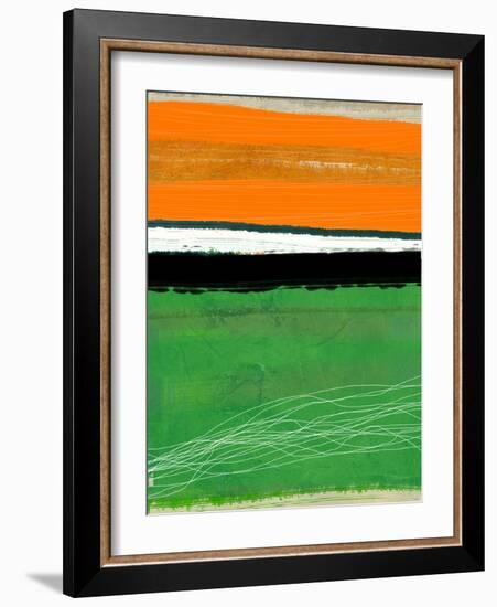 Orange and Green Abstract 1-NaxArt-Framed Art Print