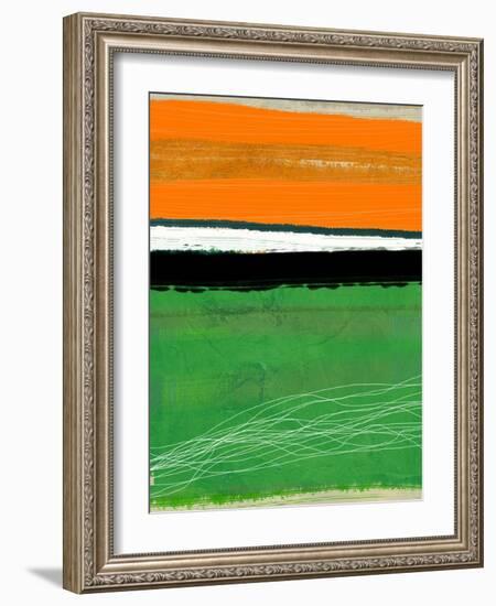 Orange and Green Abstract 1-NaxArt-Framed Art Print