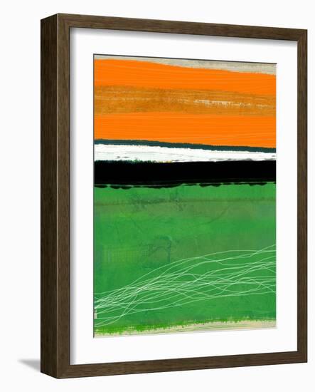 Orange and Green Abstract 1-NaxArt-Framed Art Print