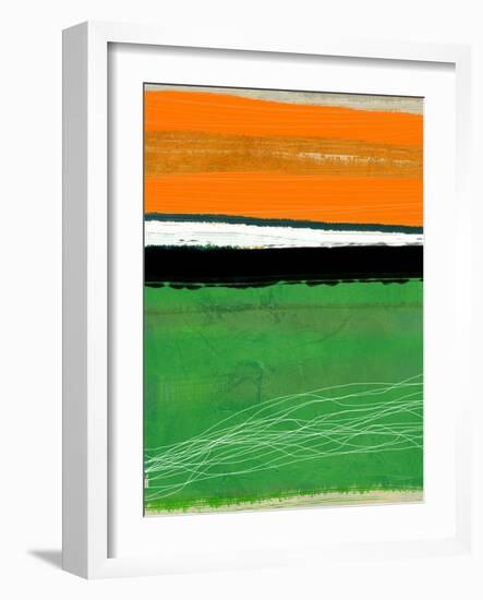 Orange and Green Abstract 1-NaxArt-Framed Art Print