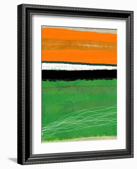 Orange and Green Abstract 1-NaxArt-Framed Art Print