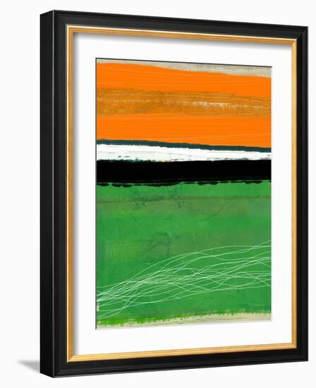 Orange and Green Abstract 1-NaxArt-Framed Art Print