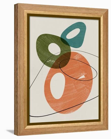 Orange and Olive Abstract Shapes-Eline Isaksen-Framed Stretched Canvas