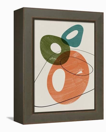 Orange and Olive Abstract Shapes-Eline Isaksen-Framed Stretched Canvas