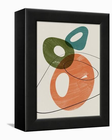 Orange and Olive Abstract Shapes-Eline Isaksen-Framed Stretched Canvas