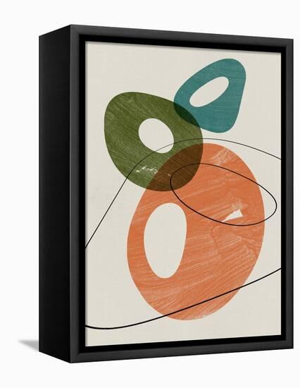 Orange and Olive Abstract Shapes-Eline Isaksen-Framed Stretched Canvas