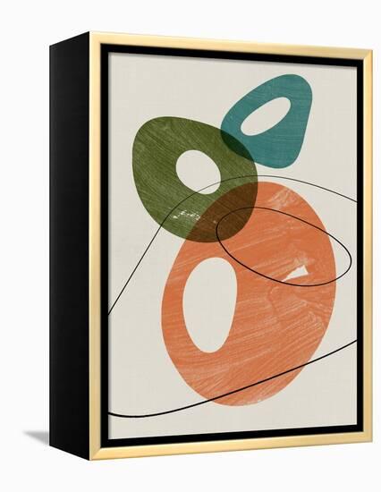 Orange and Olive Abstract Shapes-Eline Isaksen-Framed Stretched Canvas