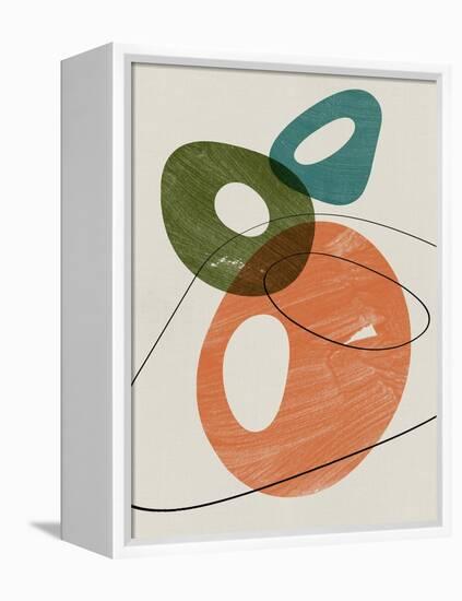 Orange and Olive Abstract Shapes-Eline Isaksen-Framed Stretched Canvas