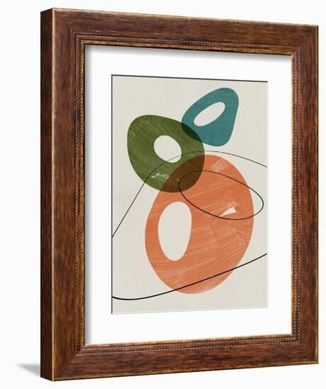 Orange and Olive Abstract Shapes-Eline Isaksen-Framed Premium Giclee Print