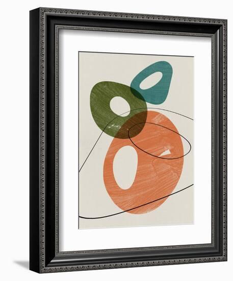 Orange and Olive Abstract Shapes-Eline Isaksen-Framed Premium Giclee Print