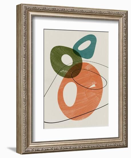 Orange and Olive Abstract Shapes-Eline Isaksen-Framed Art Print