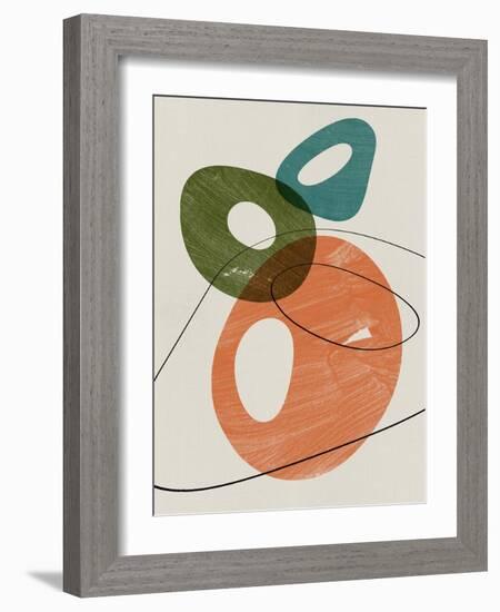 Orange and Olive Abstract Shapes-Eline Isaksen-Framed Art Print