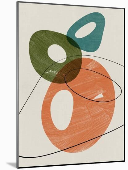 Orange and Olive Abstract Shapes-Eline Isaksen-Mounted Art Print