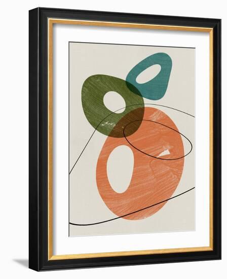 Orange and Olive Abstract Shapes-Eline Isaksen-Framed Art Print