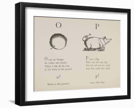 Orange and Pig Illustrations and Verses From Nonsense Alphabets Drawn and Written by Edward Lear.-Edward Lear-Framed Giclee Print