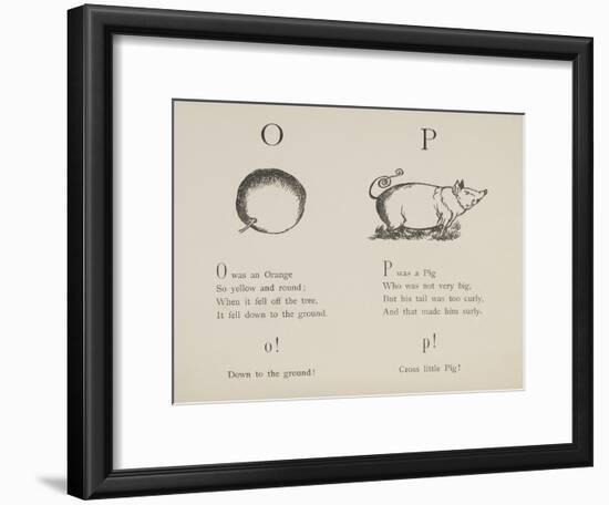 Orange and Pig Illustrations and Verses From Nonsense Alphabets Drawn and Written by Edward Lear.-Edward Lear-Framed Giclee Print