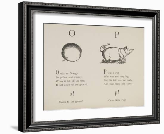 Orange and Pig Illustrations and Verses From Nonsense Alphabets Drawn and Written by Edward Lear.-Edward Lear-Framed Giclee Print