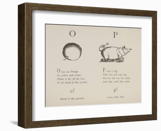 Orange and Pig Illustrations and Verses From Nonsense Alphabets Drawn and Written by Edward Lear.-Edward Lear-Framed Giclee Print