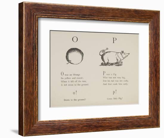 Orange and Pig Illustrations and Verses From Nonsense Alphabets Drawn and Written by Edward Lear.-Edward Lear-Framed Giclee Print