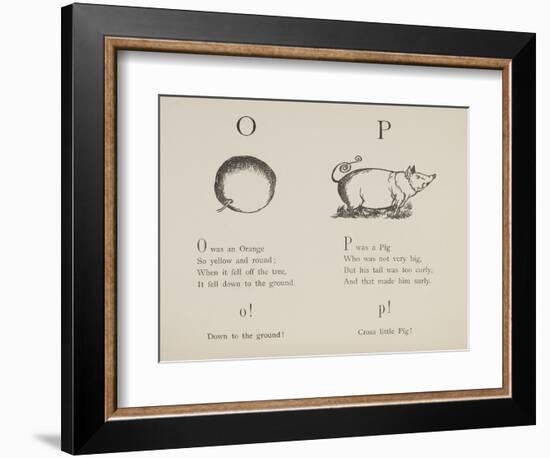 Orange and Pig Illustrations and Verses From Nonsense Alphabets Drawn and Written by Edward Lear.-Edward Lear-Framed Giclee Print