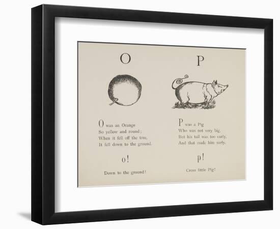 Orange and Pig Illustrations and Verses From Nonsense Alphabets Drawn and Written by Edward Lear.-Edward Lear-Framed Giclee Print