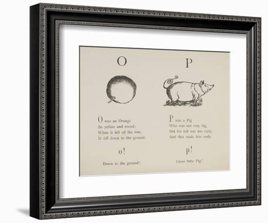 Orange and Pig Illustrations and Verses From Nonsense Alphabets Drawn and Written by Edward Lear.-Edward Lear-Framed Giclee Print