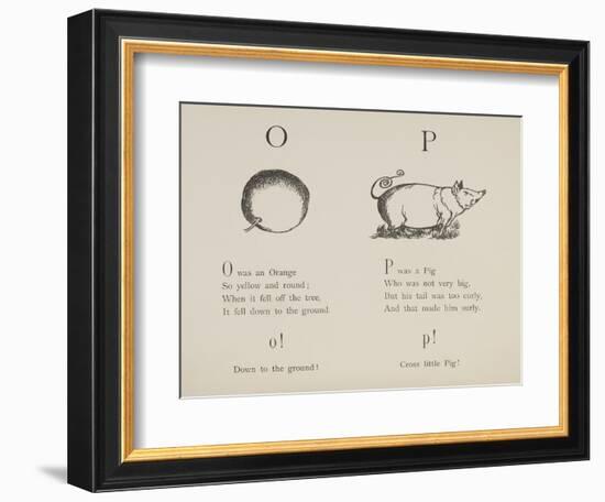 Orange and Pig Illustrations and Verses From Nonsense Alphabets Drawn and Written by Edward Lear.-Edward Lear-Framed Giclee Print