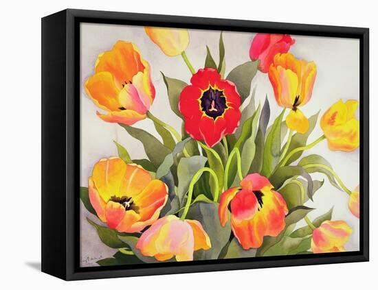 Orange and Red Tulips-Christopher Ryland-Framed Premier Image Canvas