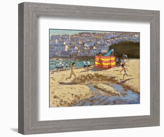 Orange and Yellow Windbreak, St Ives, 2010 (Oil on Canvas)-Andrew Macara-Framed Giclee Print