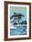 Orange Beach, Alabama - Dolphins Jumping-Lantern Press-Framed Premium Giclee Print