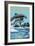 Orange Beach, Alabama - Dolphins Jumping-Lantern Press-Framed Premium Giclee Print