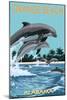 Orange Beach, Alabama - Dolphins Jumping-Lantern Press-Mounted Art Print