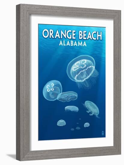 Orange Beach, Alabama - Jellyfish Scene-Lantern Press-Framed Art Print