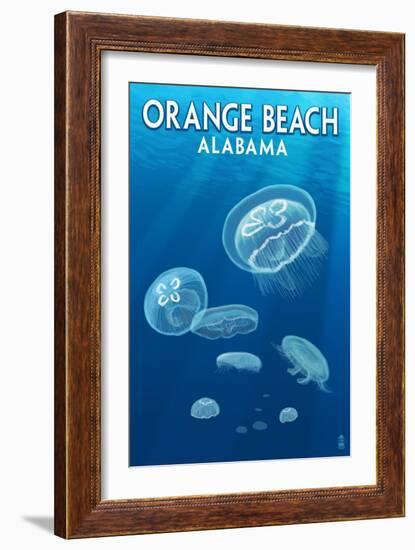 Orange Beach, Alabama - Jellyfish Scene-Lantern Press-Framed Art Print