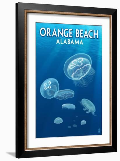 Orange Beach, Alabama - Jellyfish Scene-Lantern Press-Framed Art Print