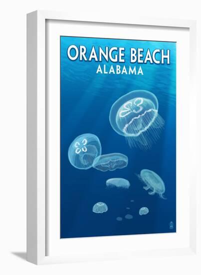 Orange Beach, Alabama - Jellyfish Scene-Lantern Press-Framed Art Print