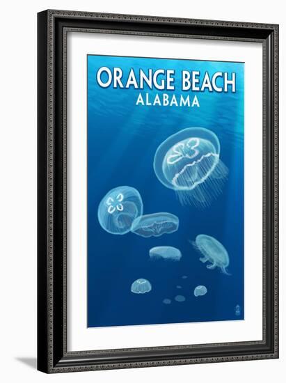 Orange Beach, Alabama - Jellyfish Scene-Lantern Press-Framed Art Print