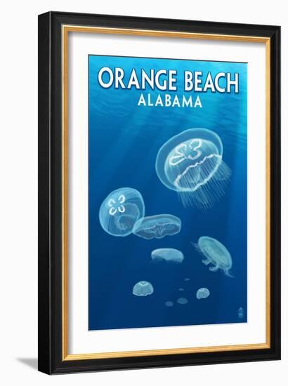 Orange Beach, Alabama - Jellyfish Scene-Lantern Press-Framed Art Print